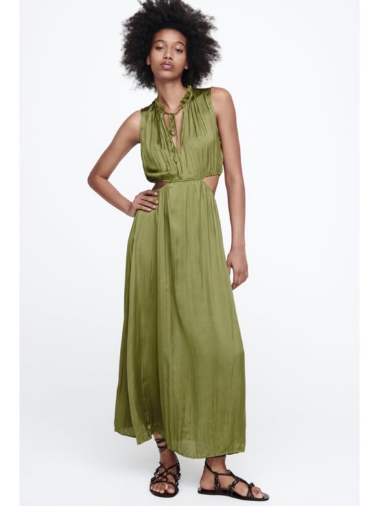 Zara Dresses & Skirts - Wrinkle Effect Cut Out Maxi Dress with Cutout Waist